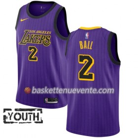 Maillot Basket Los Angeles Lakers Lonzo Ball 2 2018-19 Nike City Edition Pourpre Swingman - Enfant